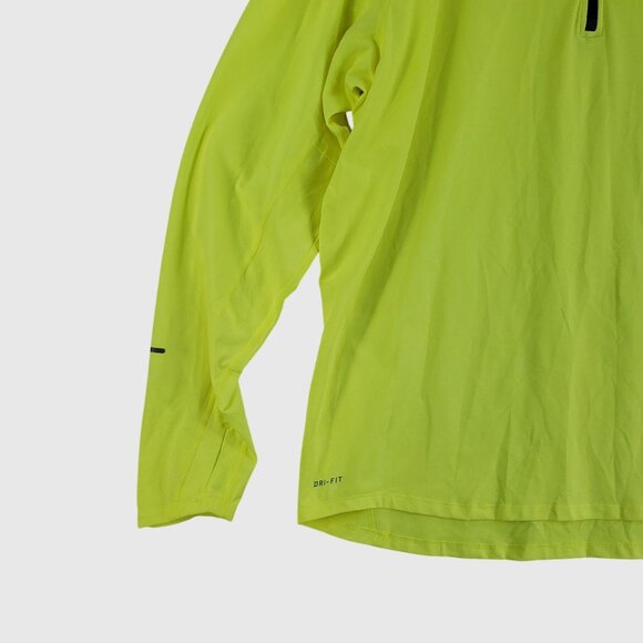 Nike Dri-Fit Mens Running Pullover Shirt XL Neon Yellow Long Sleeve - Picture 5 of 12